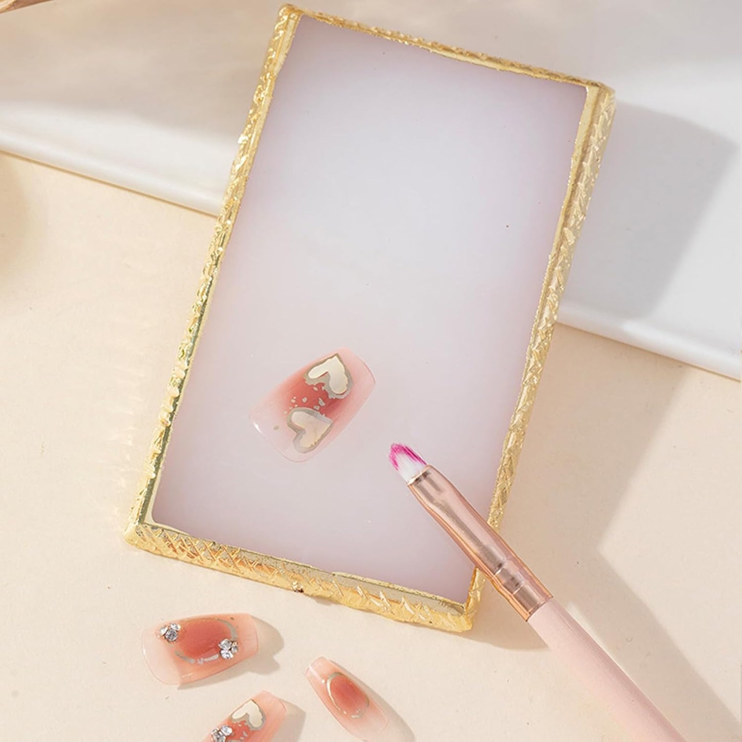 Resin Nail Art Palette Nail Polish Palette Nail Palette Nail Pallet for Nail Art (Pink)