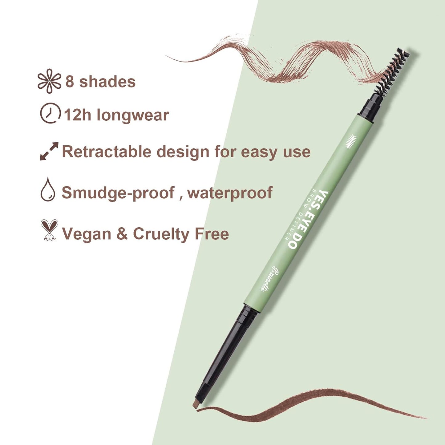 Grey Brown Eyebrow Pencil, Ultra Slim Automatic Eyebrow Pen Long Lasting, Waterproof Micro Fine Triangle Tip Double Head Brow Sculptor for Natural Eye Brow Lamination Makeup Look, Brunette, YES.EYE DO