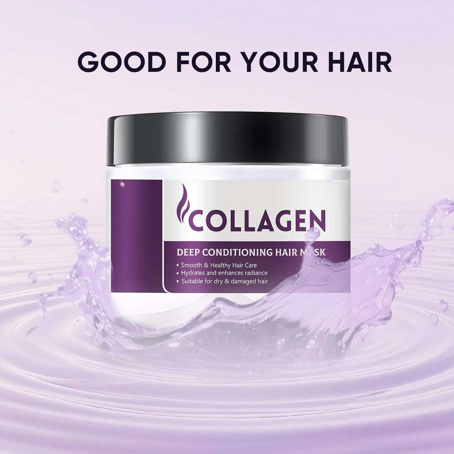 Collagen Deep Conditioning Hair Mask – Protein Hydrating & Repair Treatment for Dry Damaged Hair, Restores Smoothness & Shine, Best Hair Mask for Growth, Frizz Control & Bleached Hair Repair, 500g