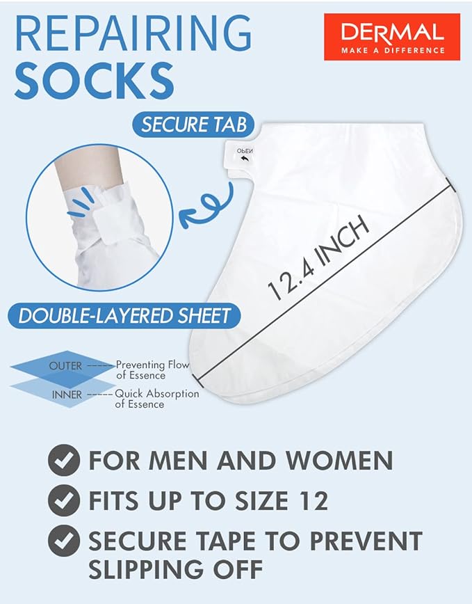 DERMAL Moistfull Silky Foot Mask 3 Pairs - Hydrating Foot Mask Socks for Dry Cracked Feet, Toes, and Callus - Ceramide, Shea Butter - Repair Rough Heels - Refreshing Peach Scent (Non-Peel)