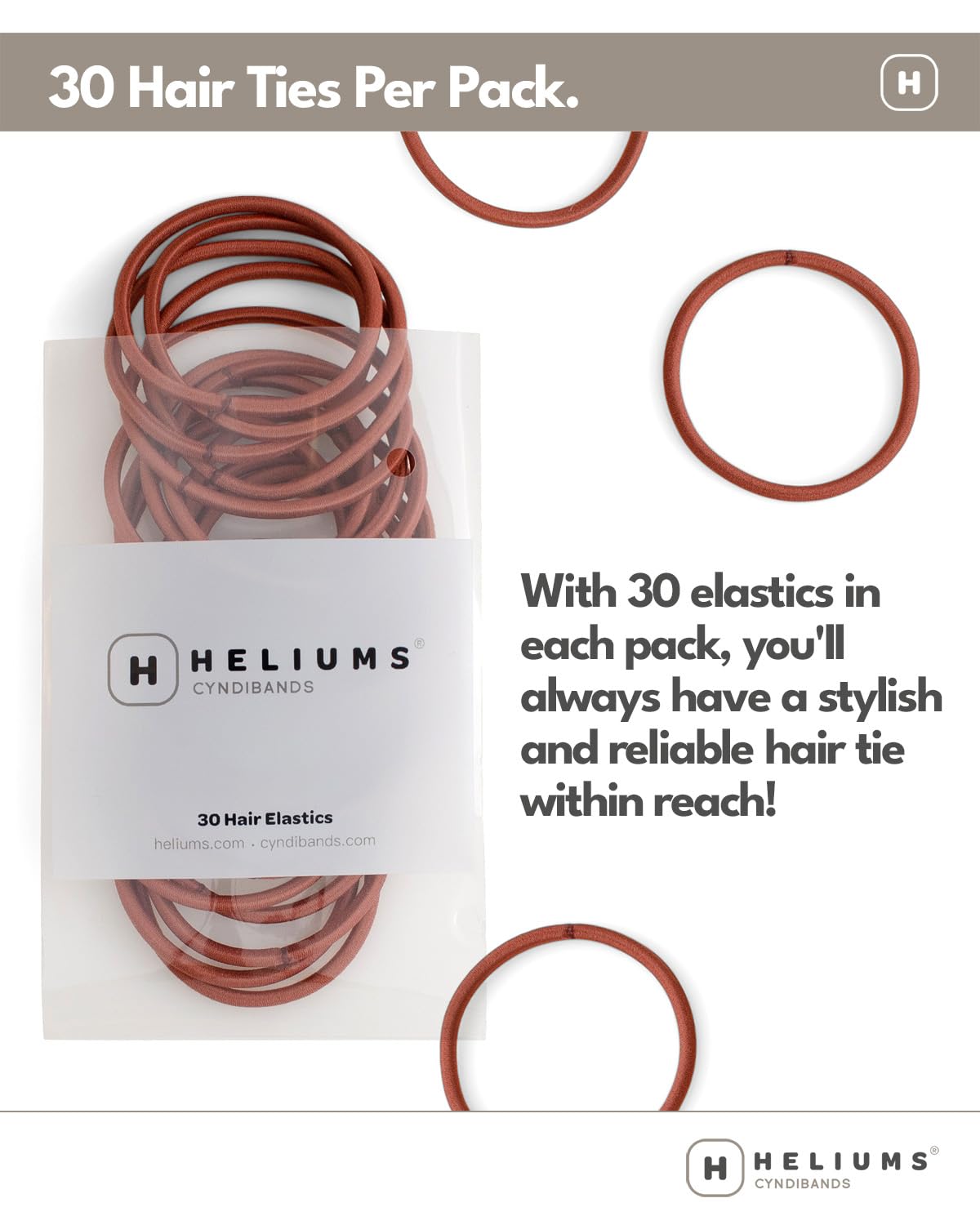 Heliums Large Hair Ties - Platinum White - 30 Pack, 2.25 Inch Thick Ponytail Holders, 4mm Hair Elastics