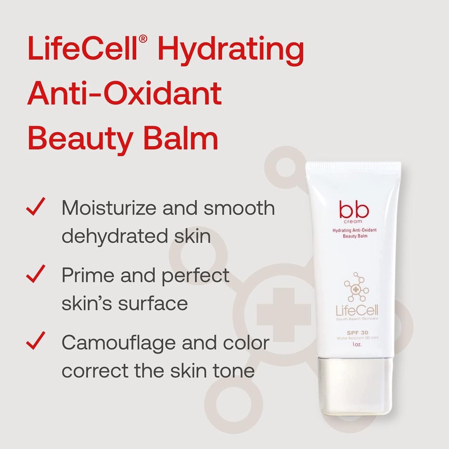 LifeCell Hydrating Antioxidant SPF 30 Tinted Anti Aging BB Cream (1 oz, Light)