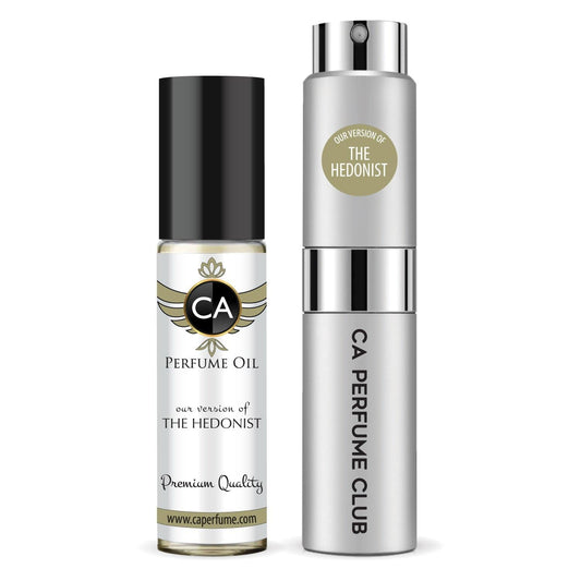 CA Perfume Duo Impression of The Hedonist For Women And Men Perfume Layering Set Long Lasting Travel Size EDP + Body Oil Roll-On Bottle 0.27 Fl Oz+0.33 Fl Oz