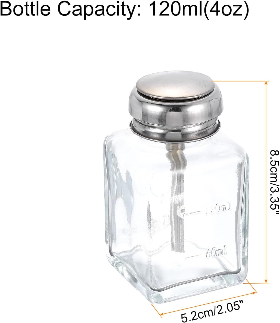 HARFINGTON 2pcs Solvent Alcohol Dispensers 120ml(4oz) Conical Push Down Liquid Dispenser Pump Bottle with Stainless Steel Tube and Copper Core for Acetone Polish Remover