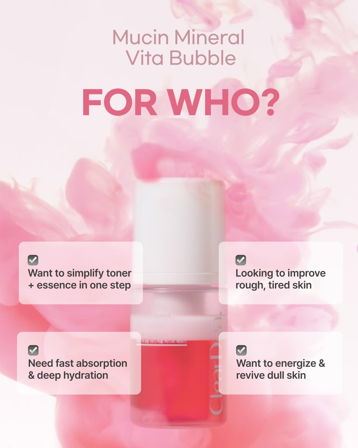 Mucin Mineral Vita Bubble First Essence Duo with Micro-Bubble Formula and 2-in-1 Toner Serum, Korean Beauty for Glass Skincare, 60 ml x 2 – Hydrating Firming Cream, Best Glow Up Essentials