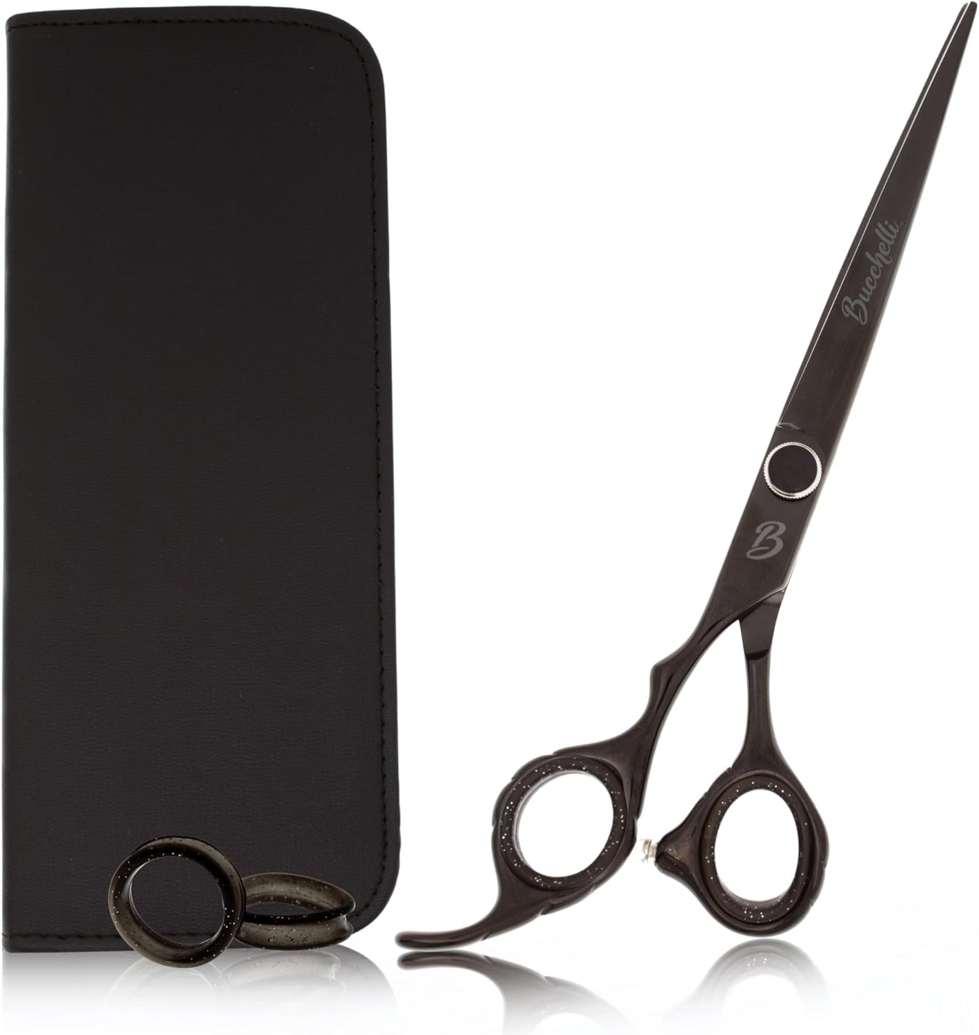 6.5 Inch Left Handed Shears for Hair Cutting - Japanese 440A Inch Barber Scissors - Micro Bevel Edge with Adjustable Tension Knob - Hair Shears Black (Black Left 6.5")