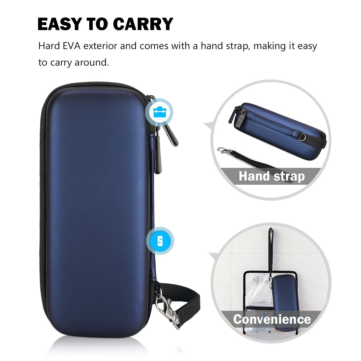 ProCase Hard Case for Hybrid Electric Trimmer and Shaver, Travel Organizer Carrying Bag for QP2520 QP2530 QP2620 QP2630 -Black -Navy