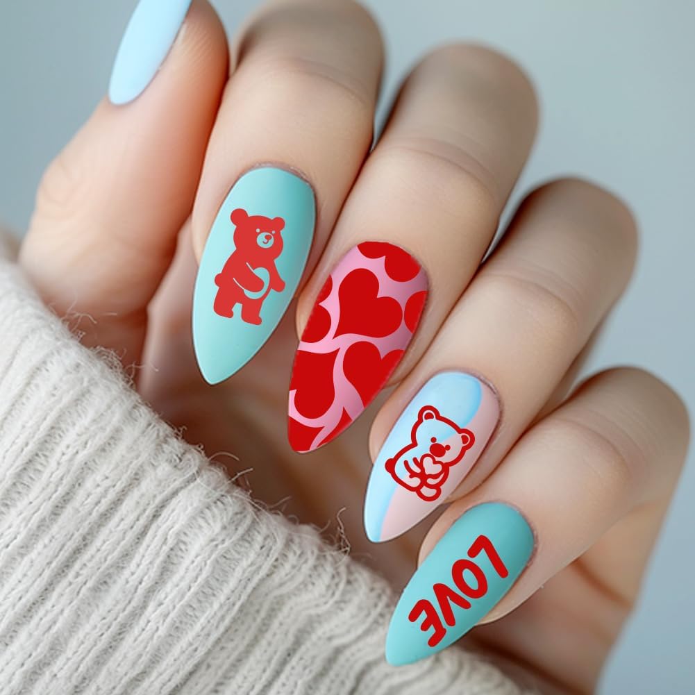 benikmake 3pcs Valentine's Day Nail Plate Stamping Heart Cherry Flower Nail Printing Stainless Stencil for Holiday Decor Manicure Salon 6x12cm 2.36x4.7inch