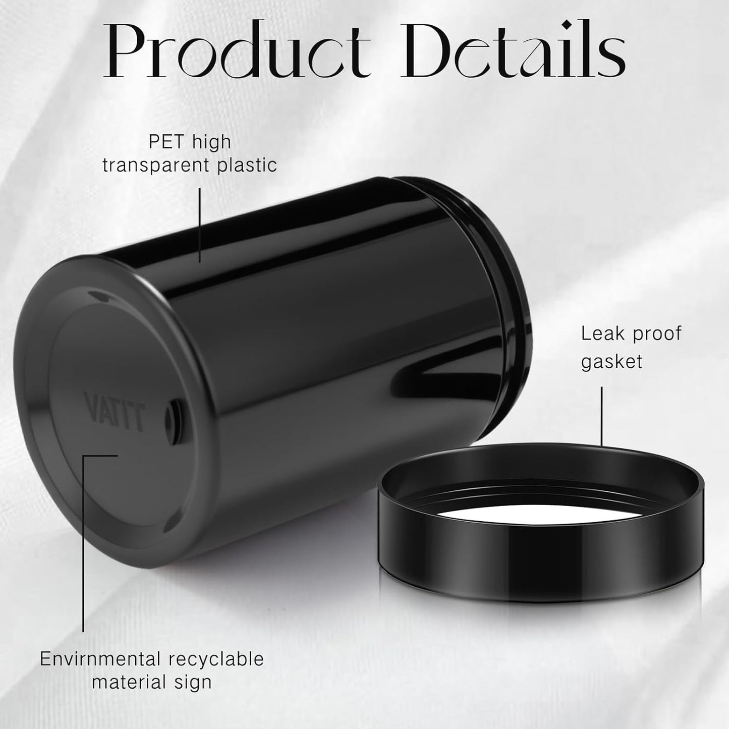 SATINIOR 12 Pack 10 oz Plastic Container Jars with Lids Round Clear Travel Cosmetic Container Slime Jar for Toiletries, Lotion, Cream, Ointment, Makeup, Rhinestone, Sample, Kitchen Storage(Pure Black)