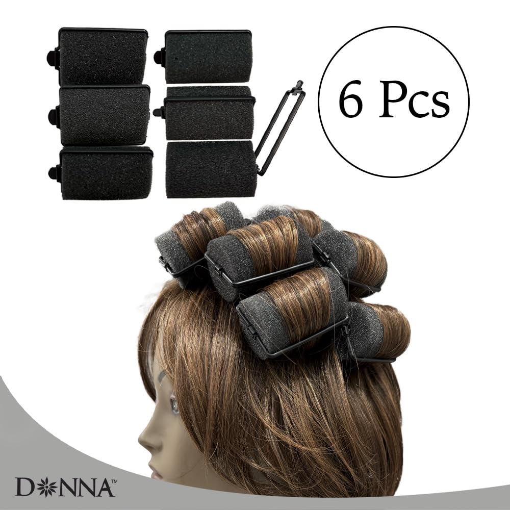 DONNA Foam Hair Roller for Heatless Hair Curler - 1.5"(D) JUMBO - Reliable Foam Material, Time Saving, Care Tips for Hairdressing Styling - 1 Count