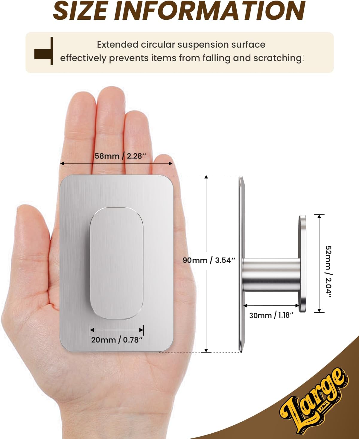 Heavy Duty Self Adhesive Hooks - 26lb Max, Sticky Wall Hooks Stainless Steel for Hanging Towel, Coat, Robe, Waterproof & Rustproof Hooks Stick on Bathroom, Shower, Kitchen(Silver, 4 Pack)