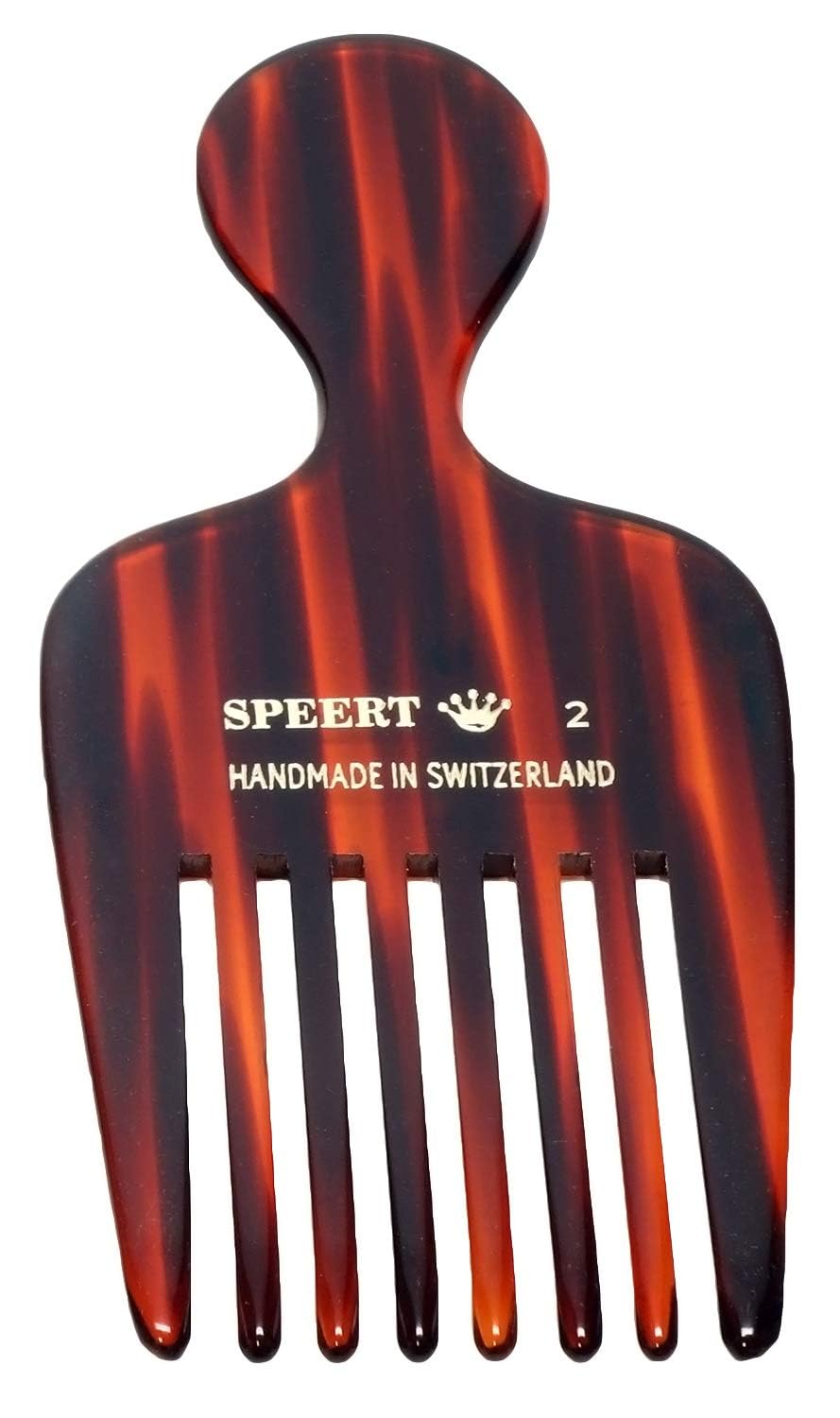 #2 Handmade Wide Tooth Hair Pick - Tortoise Havana Acetate Thick Coarse Curly Textured Hair Detangling Parting Grooming Teasing Styling - Wet & Dry Use for Women, Men & Kids