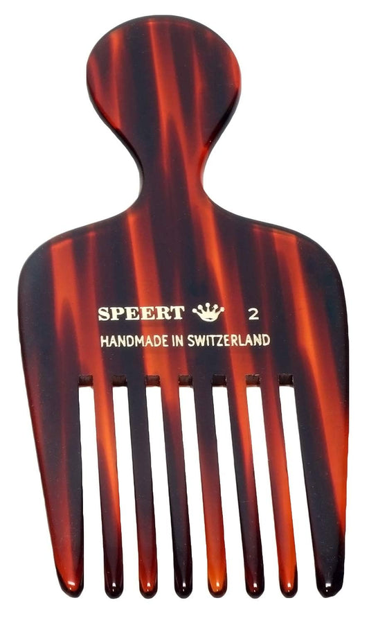 #2 Handmade Wide Tooth Hair Pick - Tortoise Havana Acetate Thick Coarse Curly Textured Hair Detangling Parting Grooming Teasing Styling - Wet & Dry Use for Women, Men & Kids