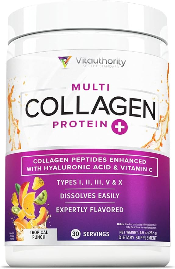 Vitauthority Multi Collagen Peptides Tropical Punch and Phytoceramides