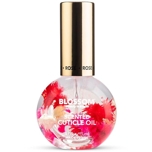 Blossom Cuticle Oil for Nails, Hydrating, Moisturizing, Scented Nail Oil Cuticle Care, Infused with Real Flowers, Made in USA, 0.5 fl. oz, Rose