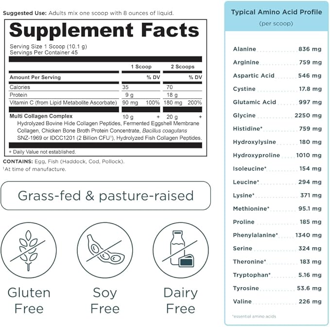 Ancient Nutrition Collagen Powder Protein with Probiotics, Unflavored Multi Collagen Protein with Vitamin C, 45 Servings, Hydrolyzed Collagen Peptides Supports Skin and Nails, Gut Health, 16oz