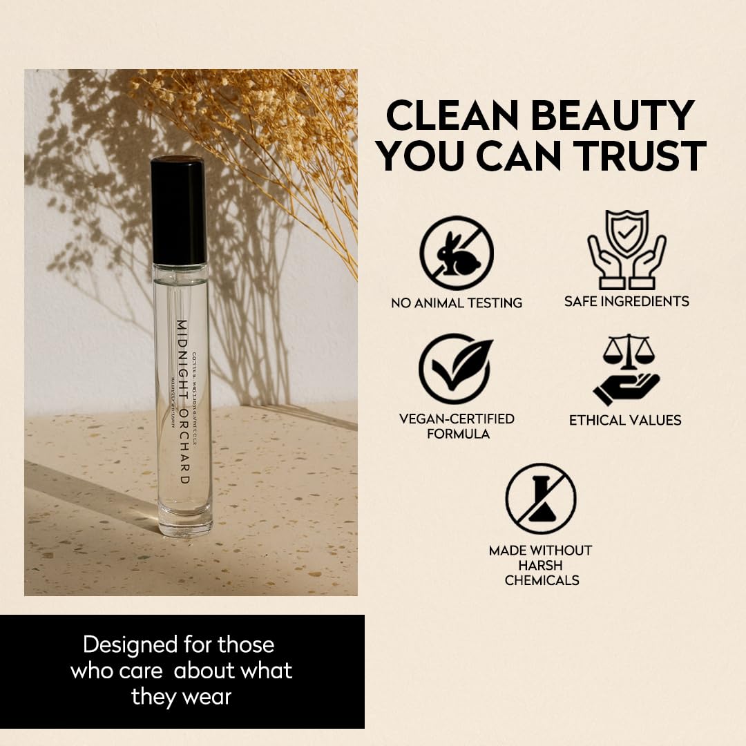 OCTAVIA MORGAN Midnight Orchard Eau De Parfum- Travel Perfume with Lush Peach, Golden Apricot & Smooth Sandalwood for a Fruity-Woody Signature - Graceful Fragrance Designed to Captivate All Day - 10ML