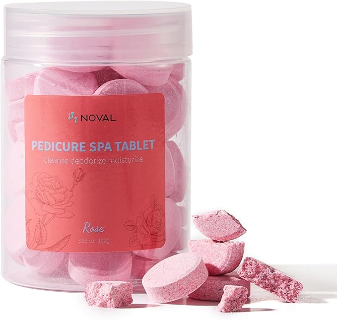 NOVAL Pedicure Spa Tablet - Fast Dissolving, Gentle & Portable Foot Soak for Softening Calluses & Hydrating Skin, Rose Scent