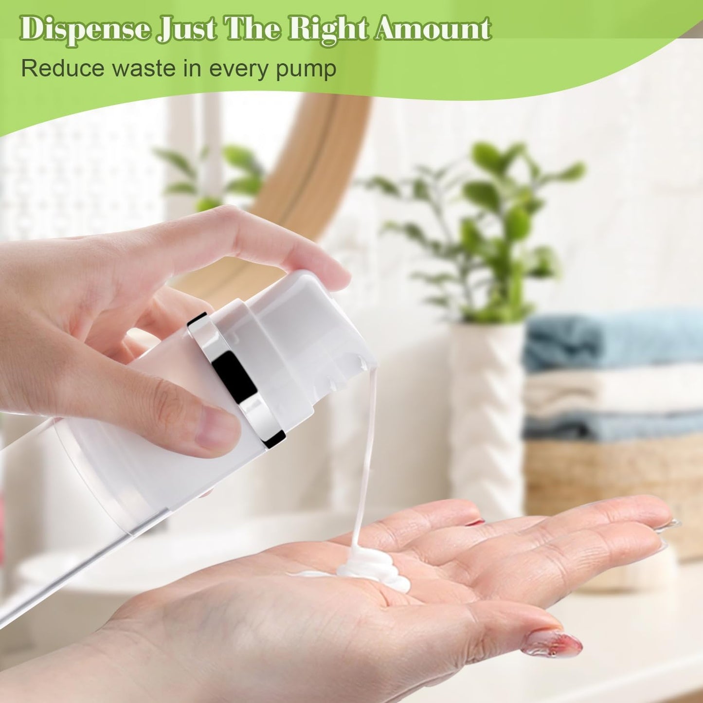 4 Pcs 150ml/5oz Airless Pump Jar Refillable Vacuum Pump Dispenser Bottles Travel Cosmetic Containers for Lotion Essence Shampoo Toiletries (Pack of 2)