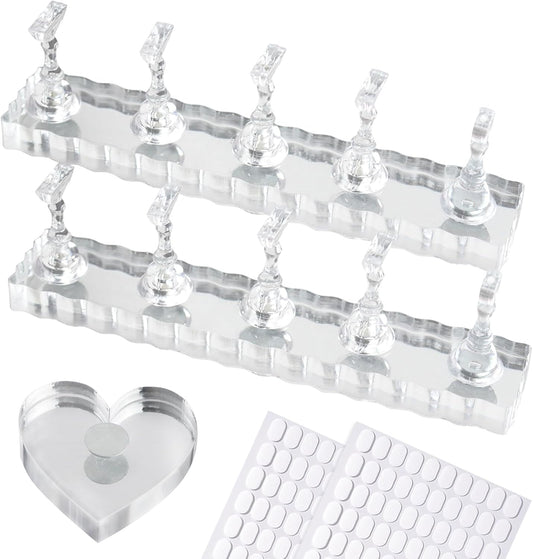Nail Stand For Press On Acrylic Strong Magnetic Nail Holder Kit For Painting Nails Tip Arts Display With 200PCS Double-Sided Tape And 1 Heart Shaped Acrylic Magnetic Presson Stands Nail Art Supplies