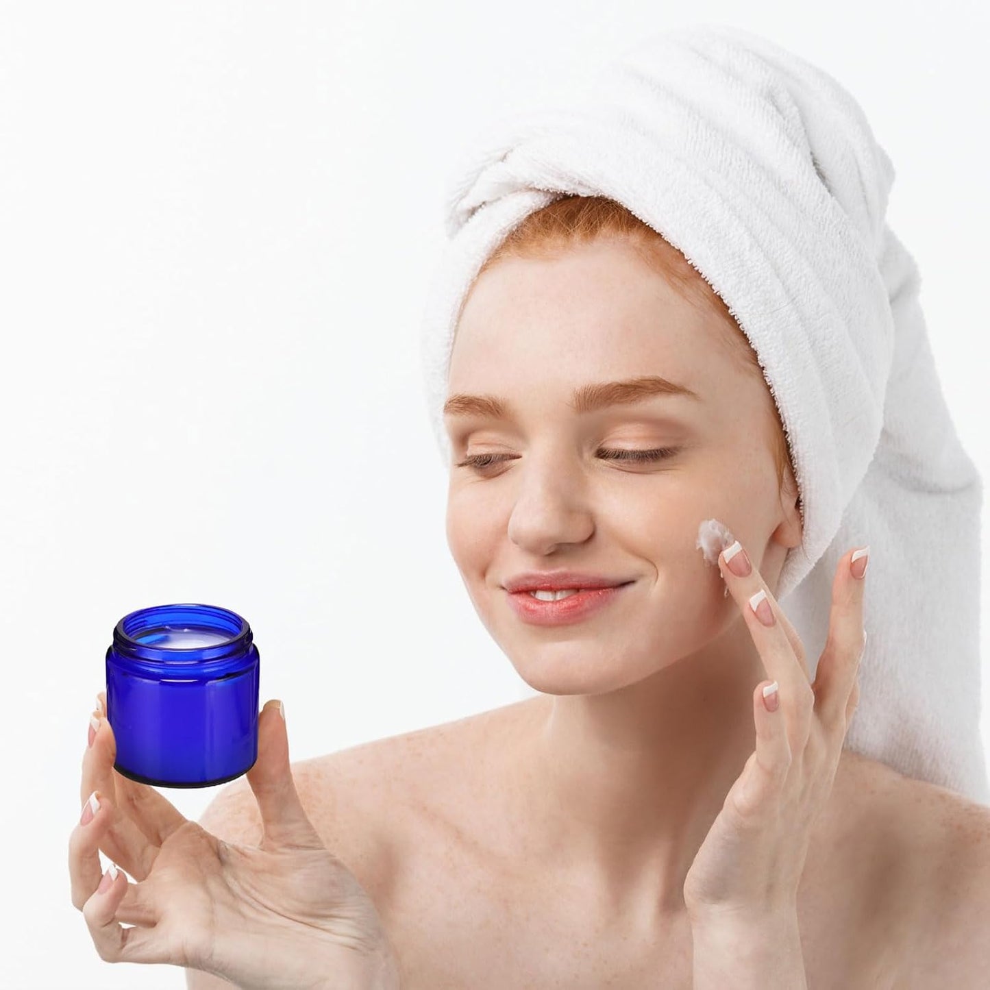 Norme 12 Pcs 4 oz Glass Jars with Lids Leakproof Round Airtight Empty Cosmetic Jars with Inner Liners Lid for Storing Lotions Powder Ointments Candle Making Tins (Blue,Black)