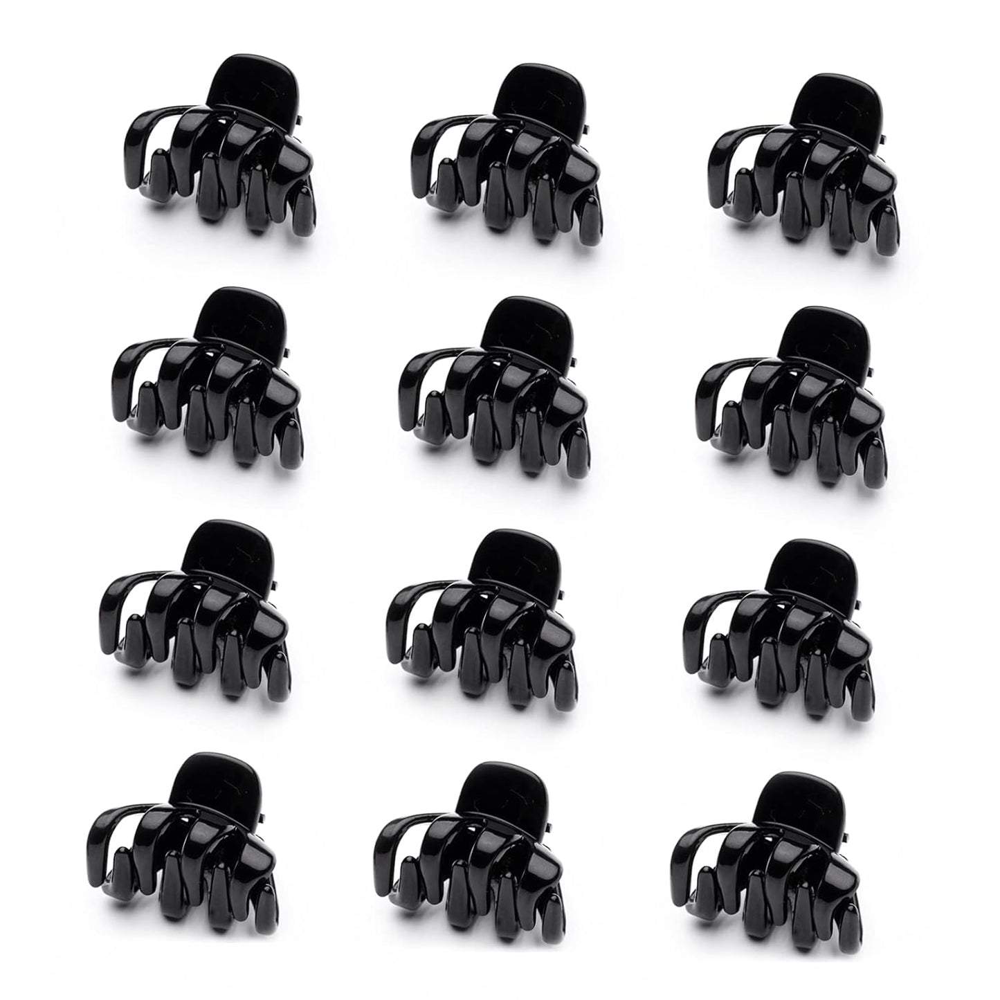 Cobahom 12 Pack Small Hair Claw Clips 1.2 Inch Plastic Hair Clips for Thin Hair No-Slip Mini Hair Clips Hair Styling Accessories for Women and Girls (Black)