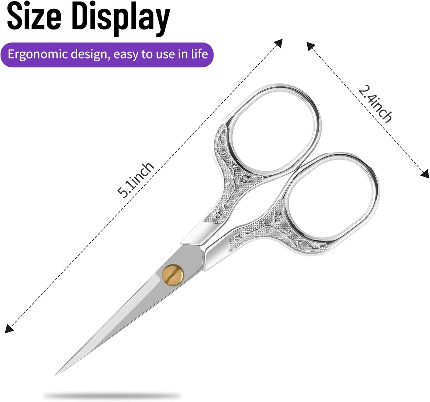 Facial Small Hair Grooming Beauty Scissors,2pcs 5 inch Comestic Cutting shears for Men and Women,Hair Trimming,Beard,Nose Hair,Eyelash,Sewing,Embroidery,Craft, Art Work & Everyday Use