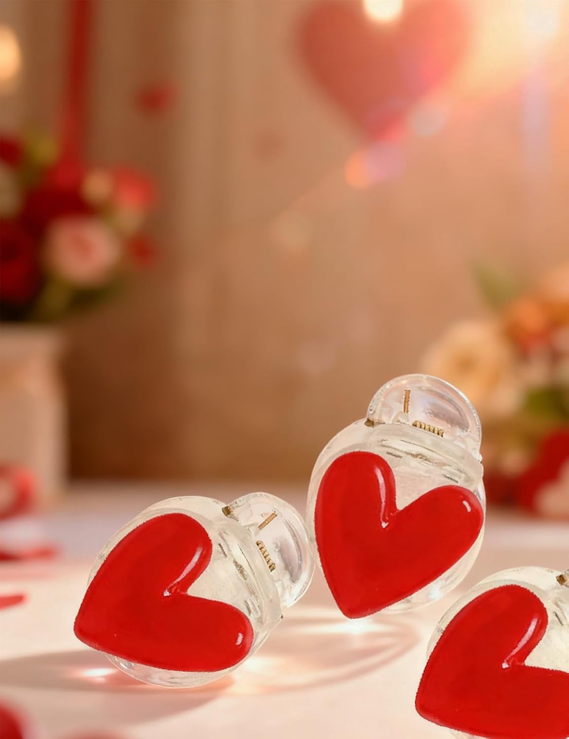 6PCS Red Heart Hair Claw Clip Small Love Heart Valentines Hair Clips for Women, Valentine's Day Party Hair Styling Accessories (Red / 6P)