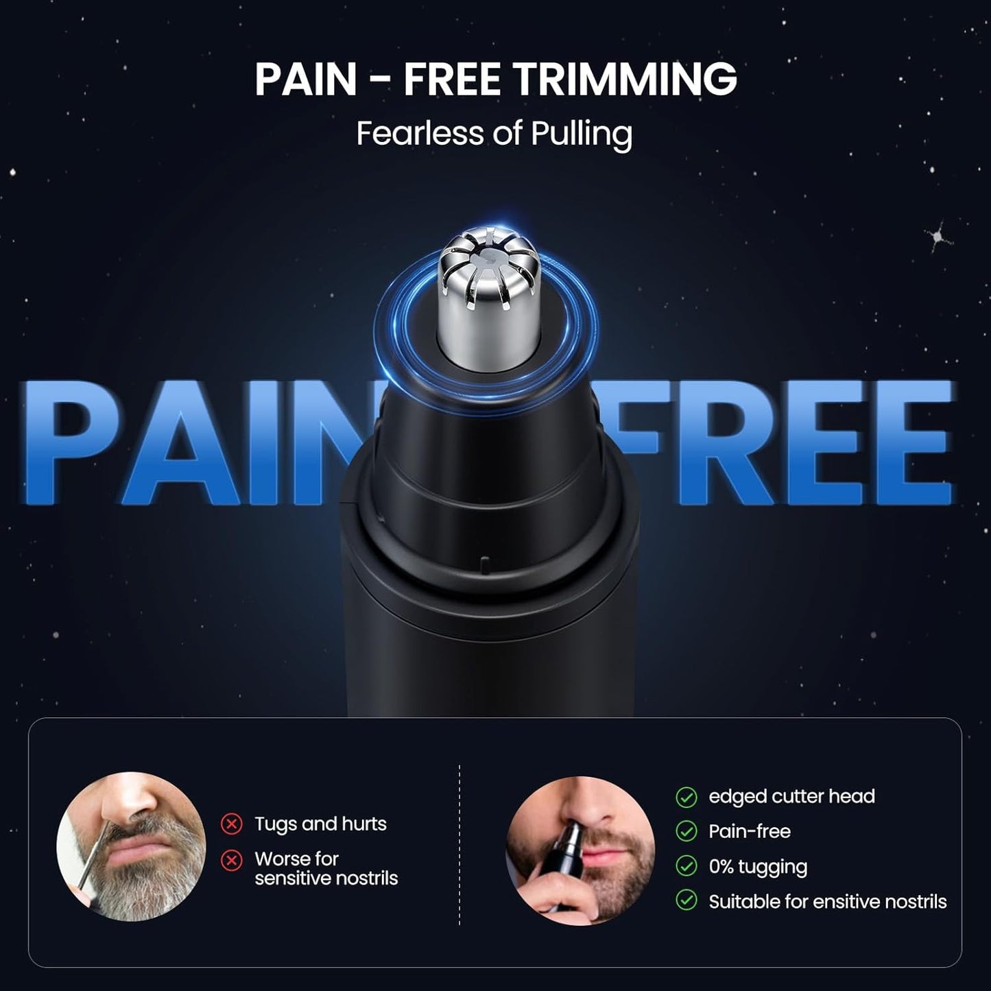 SUERBEATY Nose Hair Trimmer for Men Rechargeable, Electric Nose and Ear Hair Trimmer, Professional Nose Clipper, LED Display, Waterproof, Portable Travel Size, Painless, Black