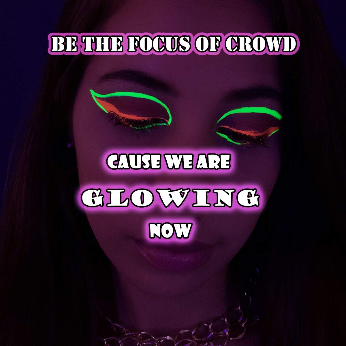 Bowitzki Face and Body Paint Split Cake 50g Body Painting Water Based Eyeliner Graphic Hydra Liner Makeup Glow Fluorescent Color Neon for Halloween Christmas Party Pride (UV rainbow)