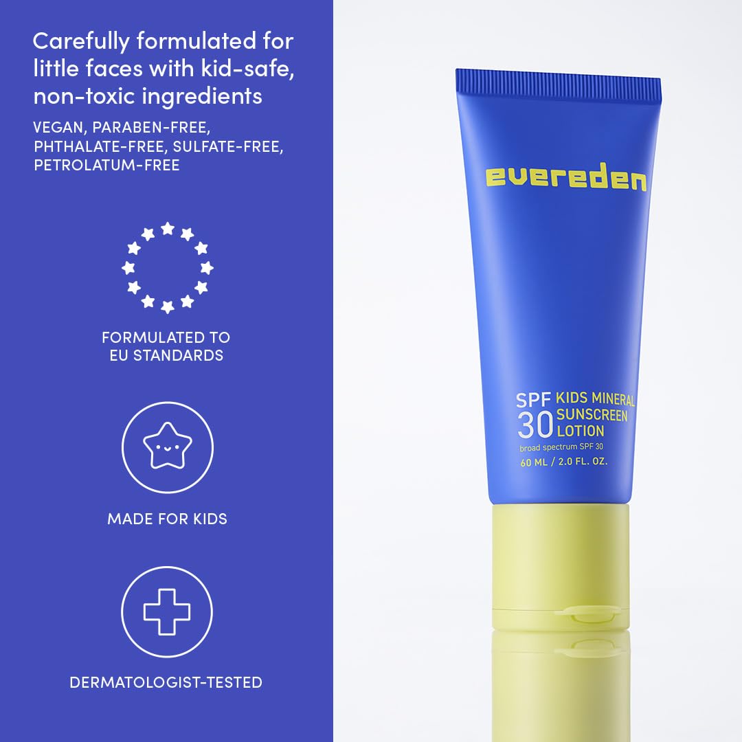 Evereden Premium Mineral Sunscreen SPF 30: Baby-Safe Whole-Family Mineral Sunblock Kids Love - Non-Nano Kids Sunscreen for Year-Round UVA & UVB Protection -Safe & Reef-Friendly - FSA Eligible