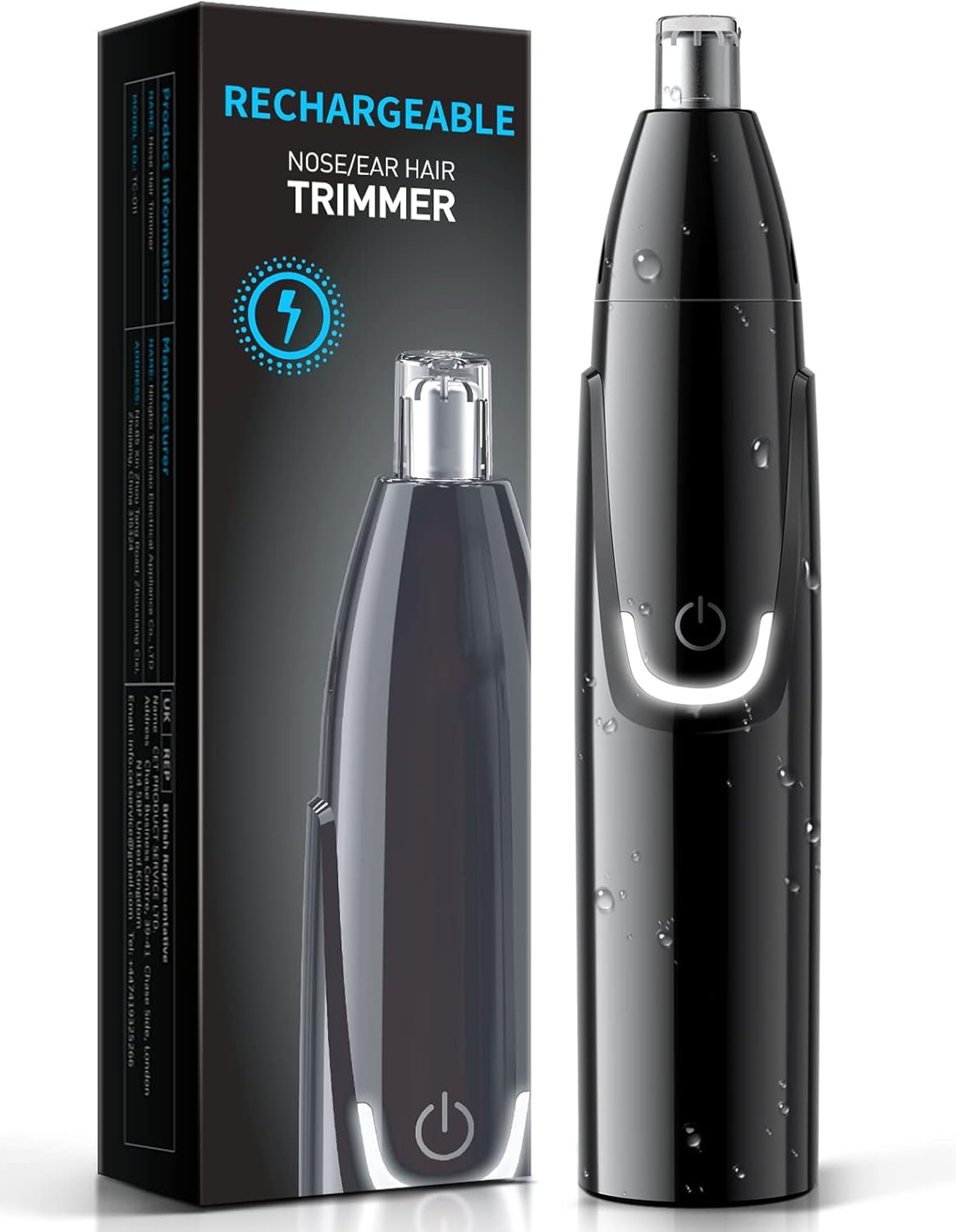ZORAMI Rechargeable Ear and Nose Hair Trimmer - 2025 Professional Painless Eyebrow & Facial Hair Trimmer for Men Women, Powerful Motor and Dual-Edge Blades for Smoother Cutting Black