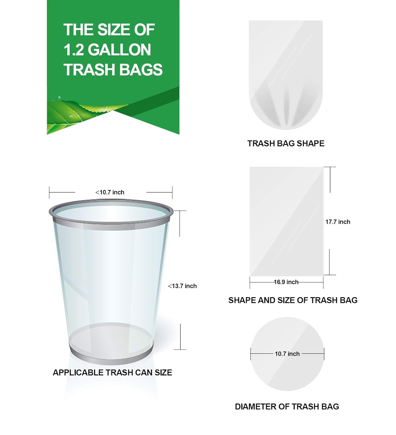 FORID Clear Small Trash Bags, 1.2 Gallon Garbage Bags, Wastebasket Bin Liners 220 Count Plastic Trash Bags for Bathroom Bedroom Office Garbage Can 5 Liters - Durable & Thick Trash Bag