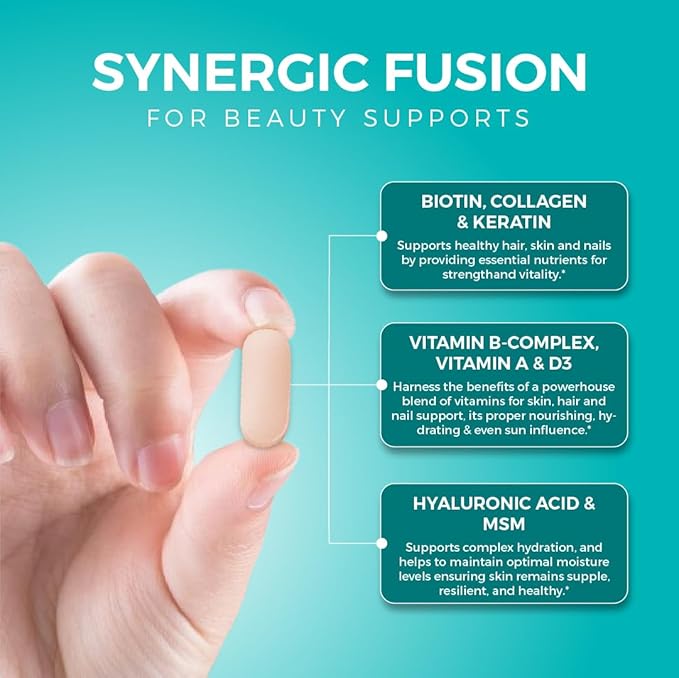 Hyaluronic Acid Supplement, Natural Skin Hydration, Advanced Joint Support and Mobility Booster, Type II Hydrolyzed Collagen, Turmeric, Glucosamine, Chondroitin, 30Caplets 850Mg