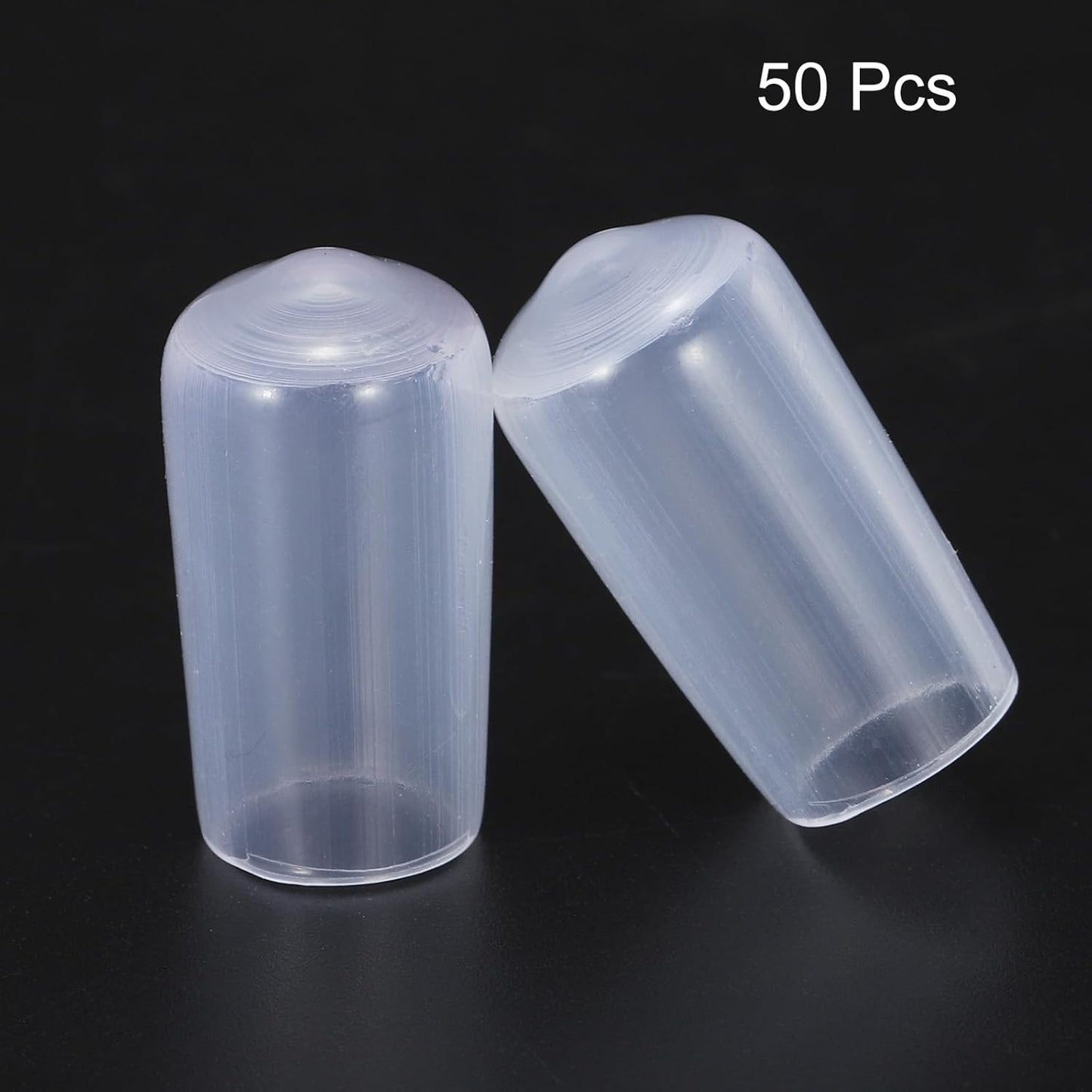 uxcell 50pcs Rubber End Caps 10mm(3/8") ID Vinyl PVC Round Tube Bolt Cap Cover Screw Thread Protectors Clear, 0.4 inch