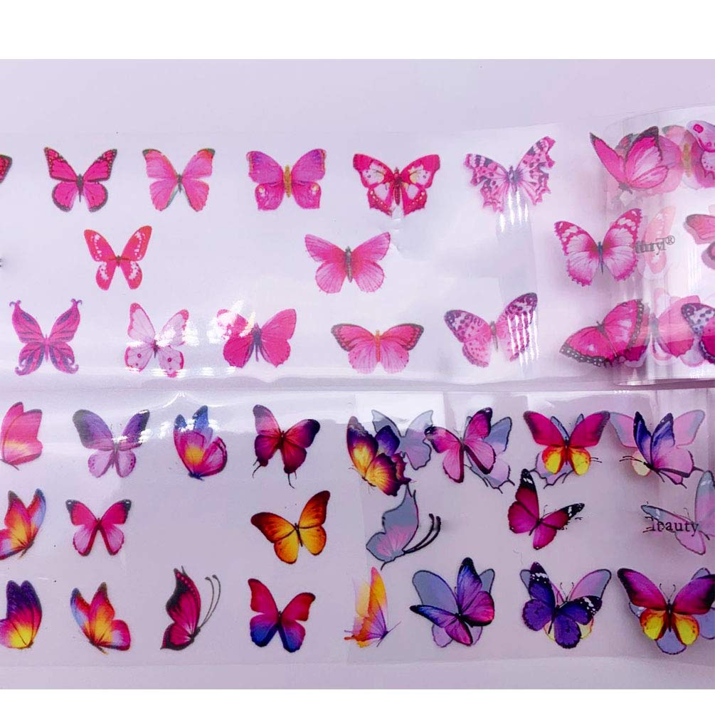 Butterfly Nail Foil Nail Art Sticker Nail Decal Flower Transfer Starry Sky Paper Colorful Nail Transfer Foils for Women Girls Fingernails Toenails Decorations