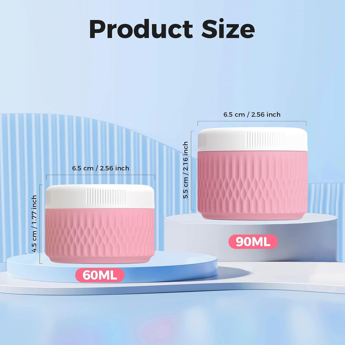 Travel Containers for Toiletries, Silicone Cream Jars BPA Free, TSA Approved 1.3oz Travel Size Containers, Leak-proof Travel Essentials with Lid for Cosmetic Face Hand Body Cream