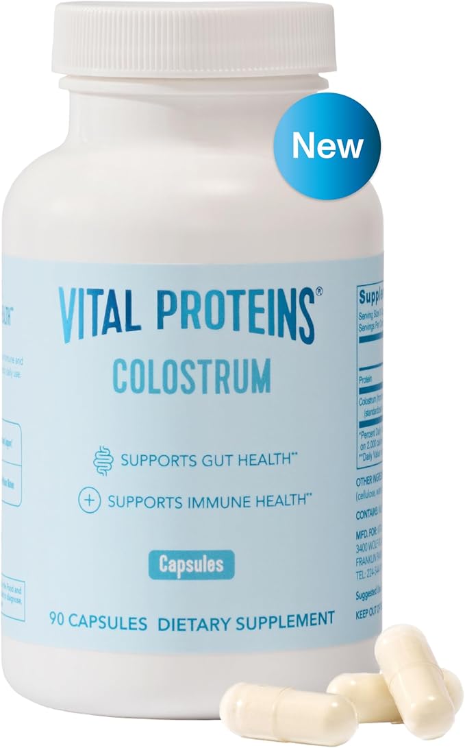 Vital Proteins Collagen Capsules Supplement (Type I, III) 360 Pills and Bovine Colostrum Supplement 90 Capsules