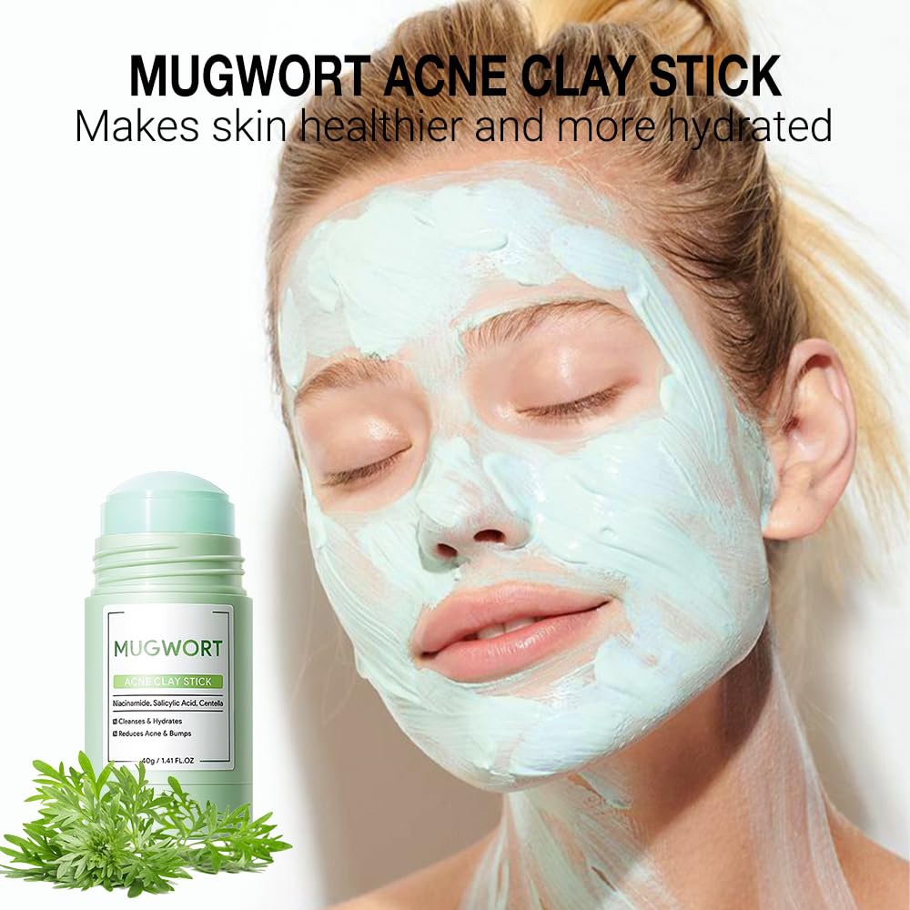 Clay Mask For Face Skincare, Blackhead Remover Face Mask with Mugwort Extract, Deep Pore Cleansing, Moisturizing, Skincare Facial Mask for Refining Pores and Controlling Oil, 40g/1.35oz