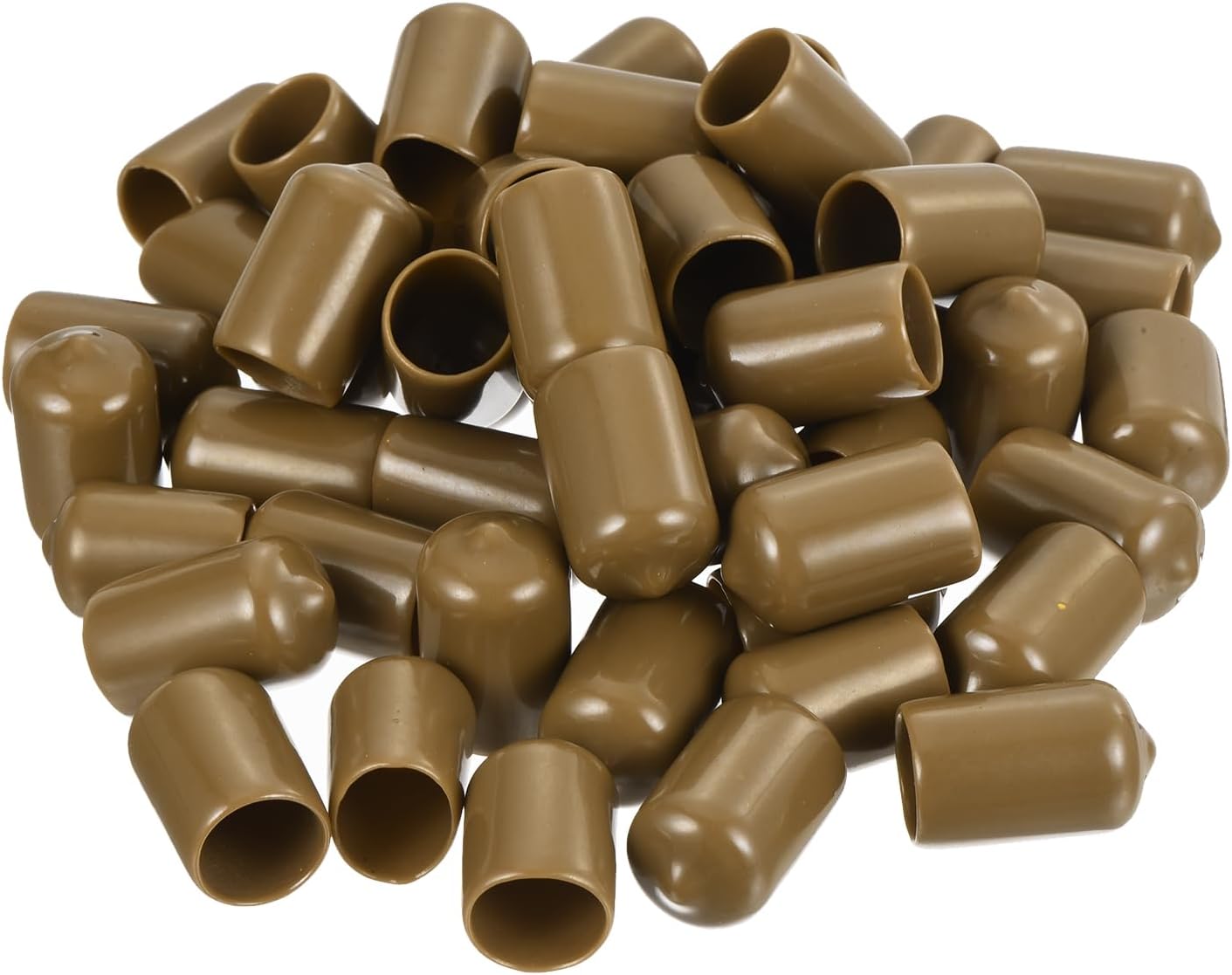 uxcell 50pcs Rubber End Caps 13.5mm ID Vinyl PVC Round Tube Bolt Cap Cover Screw Thread Protectors Light Brown, 0.53 inch