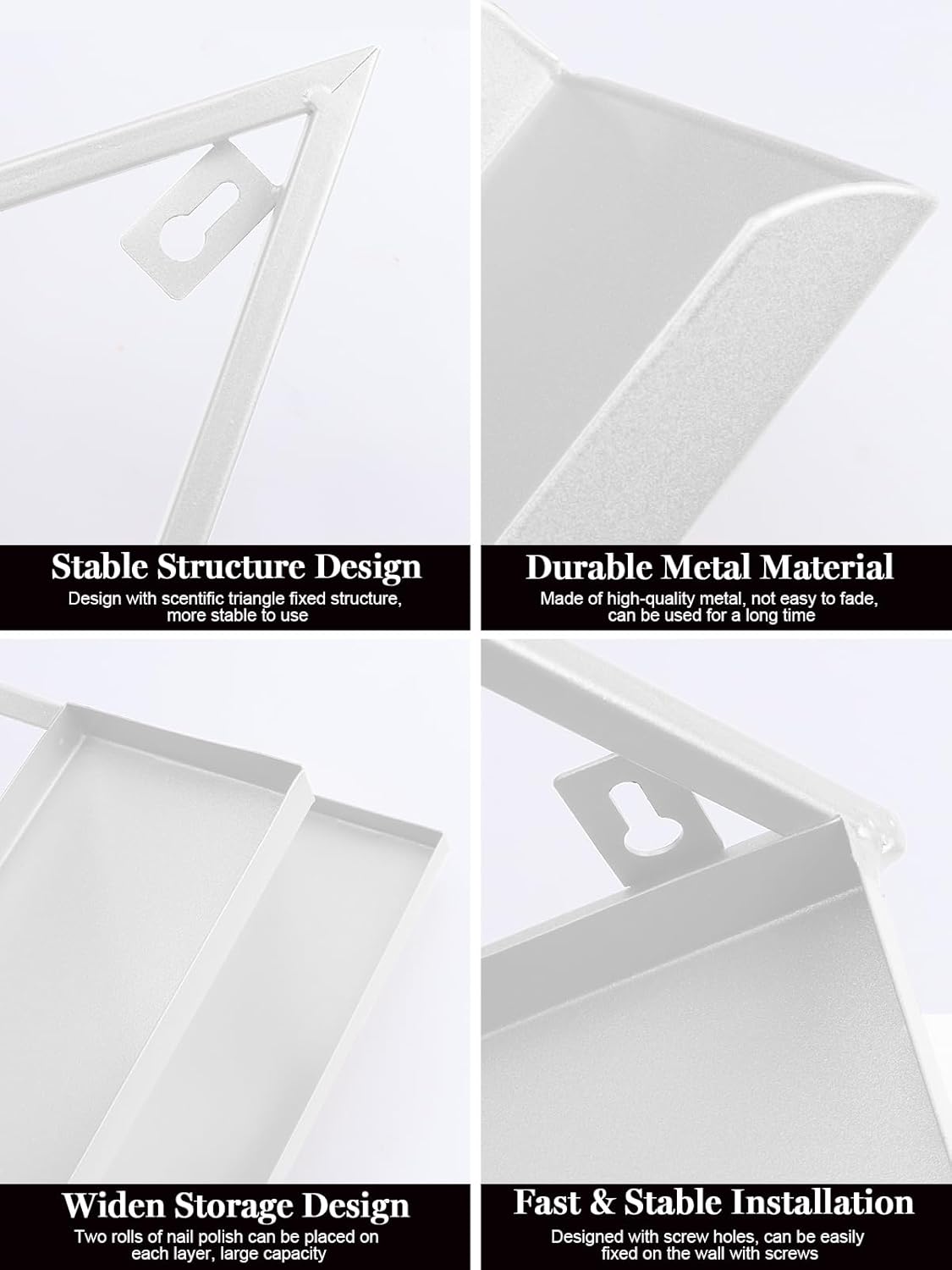 EBANKU 6PCS Nail Polish Racks 5 Tiers Nail Polish Shelf for Wall Triangular Display Rack Cosmetic Display Cases Lipstick Perfume Wall Shelf Essential Oil Organizers for Home Spa Nail Salon Shop(White)