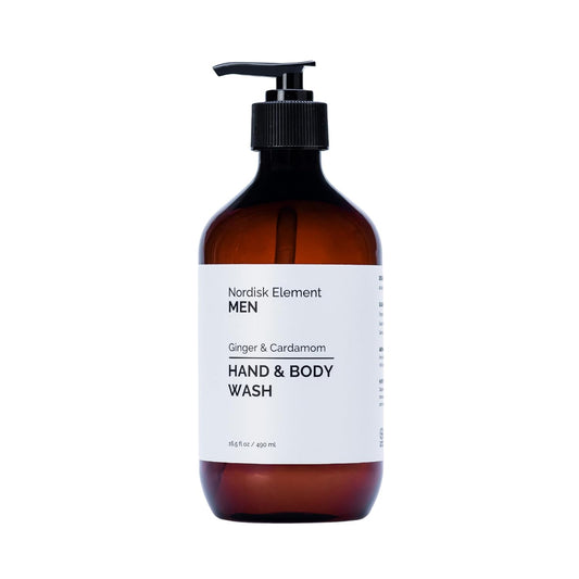Nordisk Element Men’s Hand & Body Wash | Ginger & Cardamom Cleanser with Quince & Betaine | Hydrating Vegan Cruelty-Free Mens Shower Gel & Bodywash | Pump, Natural Shower Gel for Men | 16.5 fl oz