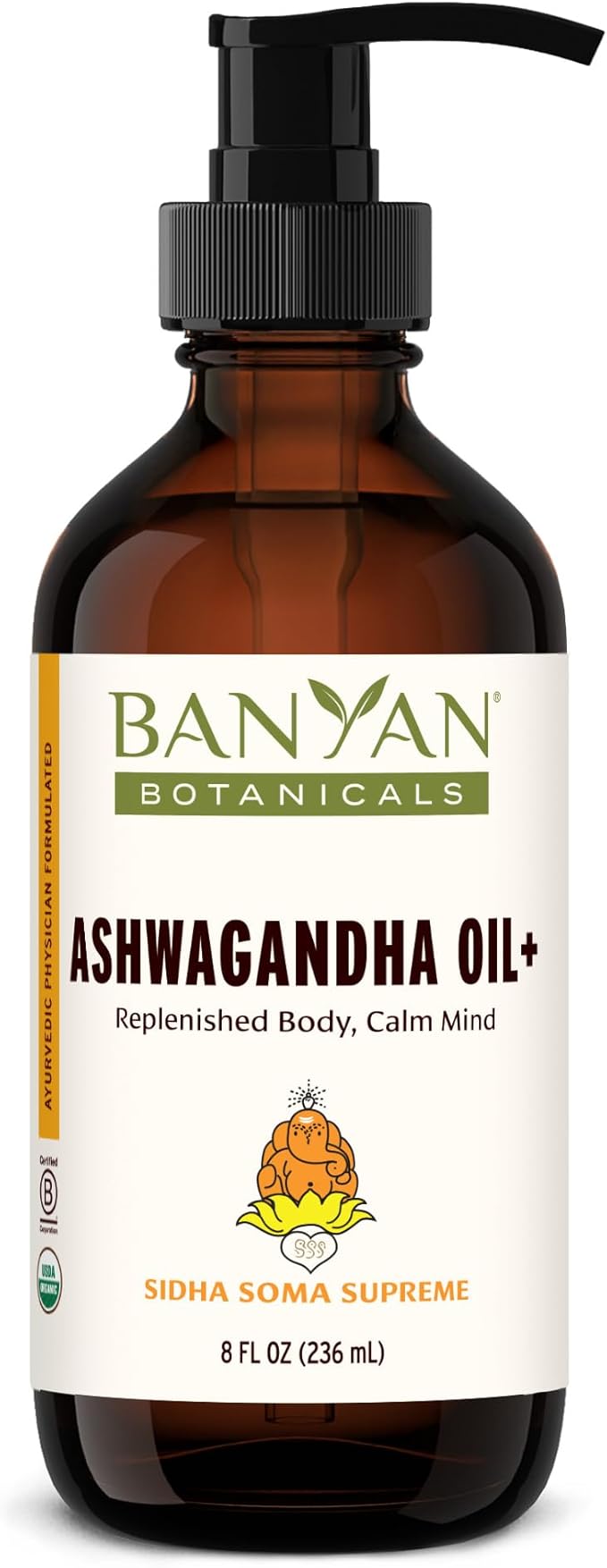 Banyan Botanicals Ashwagandha Oil+ – Organic Herbal Oil – Comforting Sore Muscle Massage Oil for Relaxation & Post-Workout Recovery – 8 oz – Non GMO Sustainably Sourced Ayurvedic Physician Formulated
