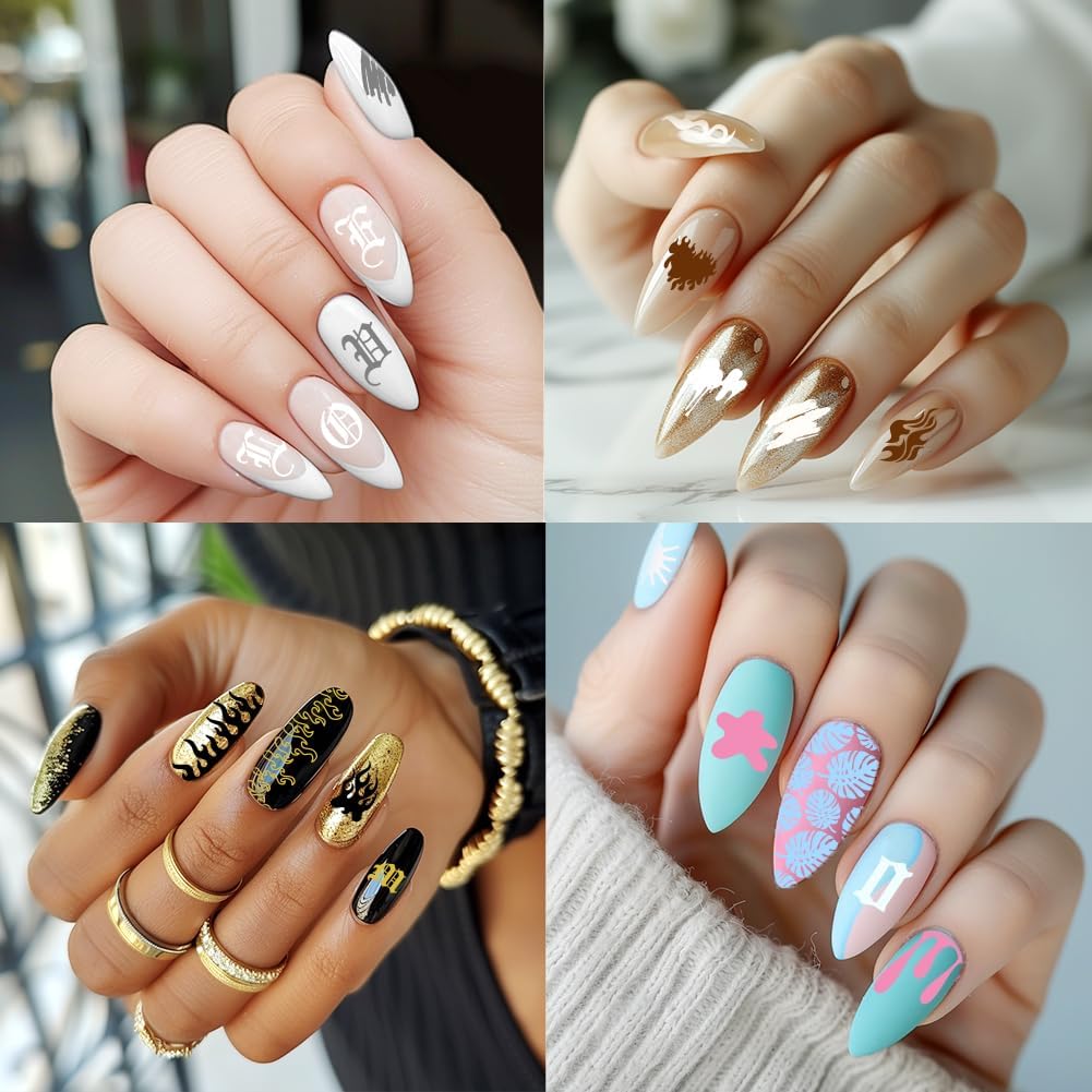 3Pcs Flame Nail Stamping Plate Letter Number Leaves Nail Stamp Templates Nail Art Stamp Plates Image Plate Stainless Steel DIY Reusable Tools with Stamper Scraper for Manicure Printing