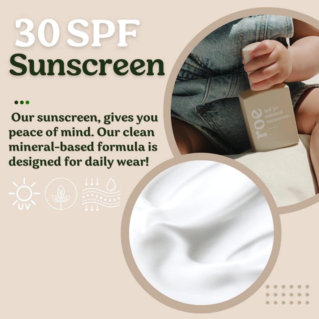 Roe Wellness- Baby Mineral Sunscreen SPF 30 | Non-Greasy, Reef Safe, Paraben-Free