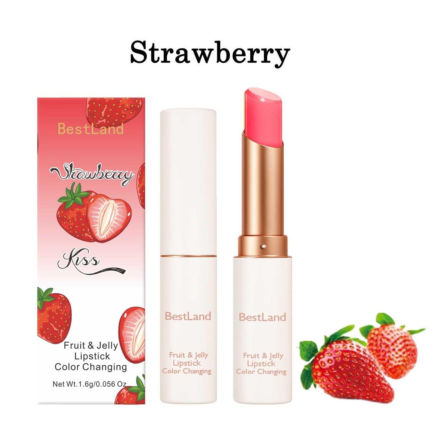 3 Pcs/Set Strawberry, Peach & Aloe Jelly Lipstick Set, Color Changing Lip And Cheek Stain | PH-Activated Temperature Reactive Moisturizing Lipstick for Dry & Mature Lips, Hydrating Long-Lasting Lip