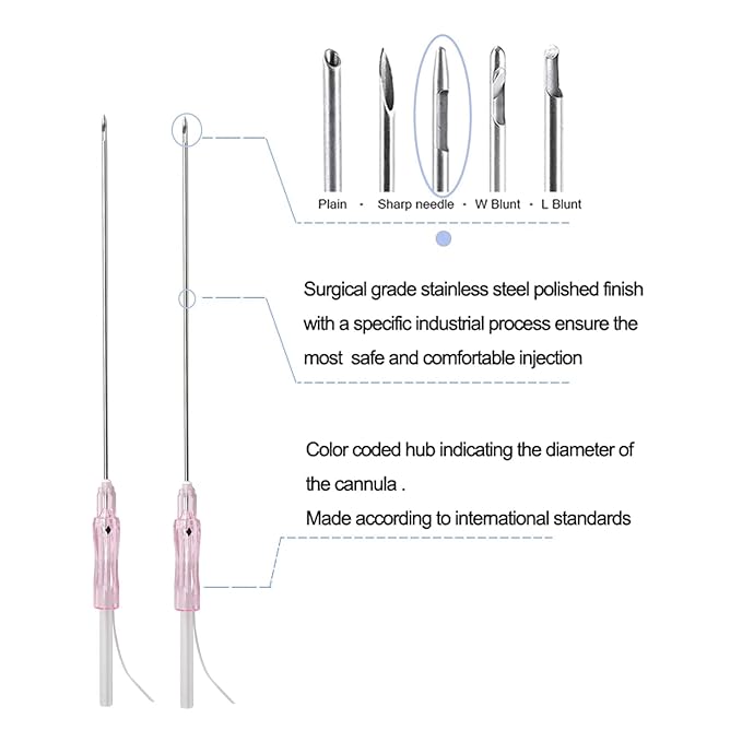 ACADA PCL Cog Threads Face Lift PCL Threads for Face Lift Cog 18G100mm Cog Threads Face Lift 360R Bi-Direction Cog Type Bullet Blunt Cog Threads 20Pcs