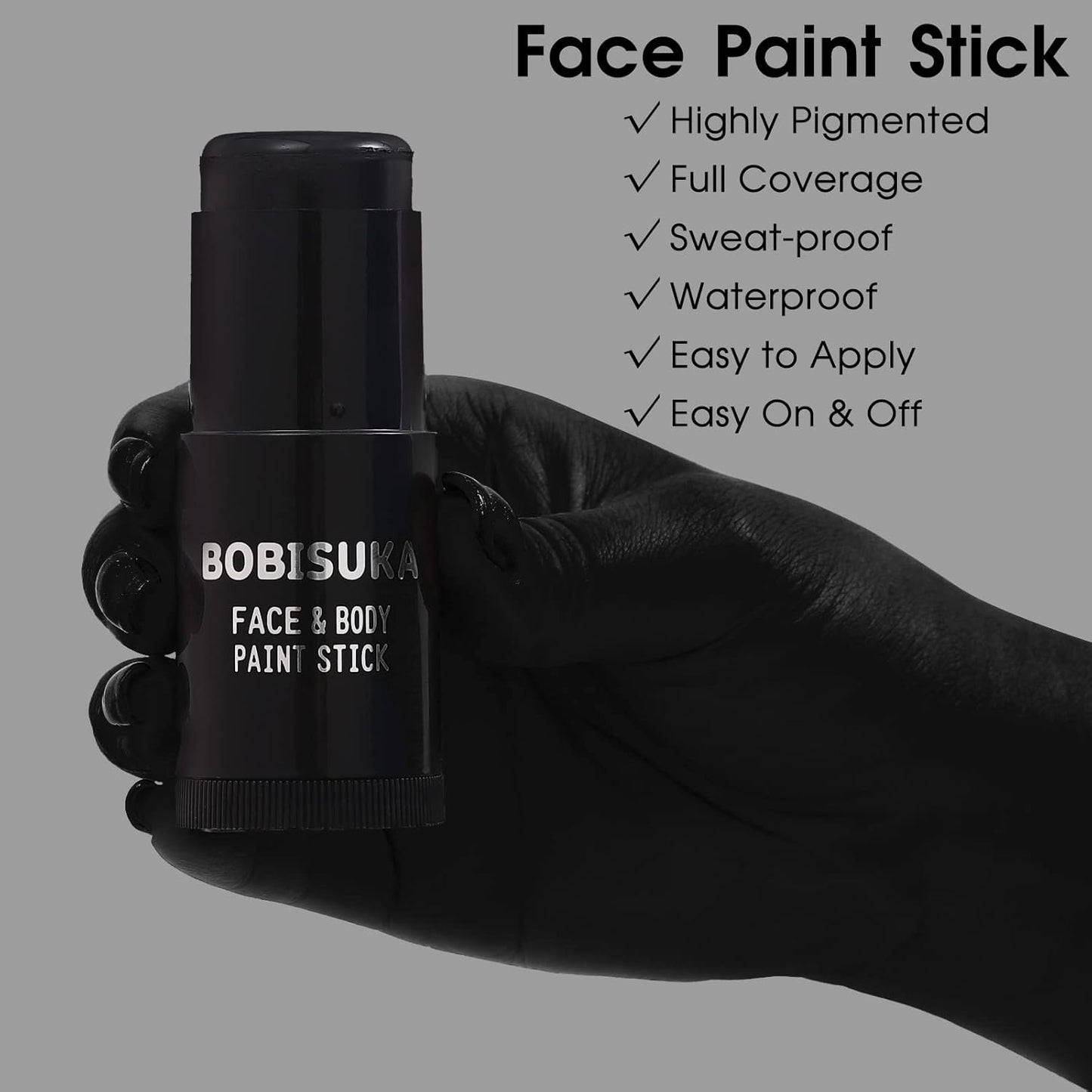 BOBISUKA Black Face Body Paint Stick, Eye Black Sticks for Sports Baseball Softball Football, Waterproof Eyeblack Painting Kit for Halloween Skeleton Skull SFX Cosplay Special Effects Costume Makeup