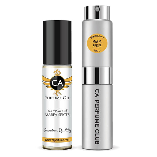 CA Perfume Duo Impression of Marfa Spices For Women And Men Perfume Layering Set Long Lasting Travel Size EDP + Body Oil Roll-On Bottle 0.27 Fl Oz+0.33 Fl Oz