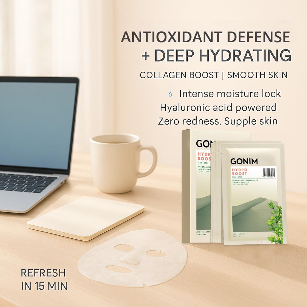 GONIM Face Mask Korean Skin Care with Hyaluronic Acid Serum, Collagen Activation, Vitamin C-Face Masks Skincare Hydration, Moisturizing Sheet Mask, Travel Essentials, Korean Face Mask 30ml x10pcs